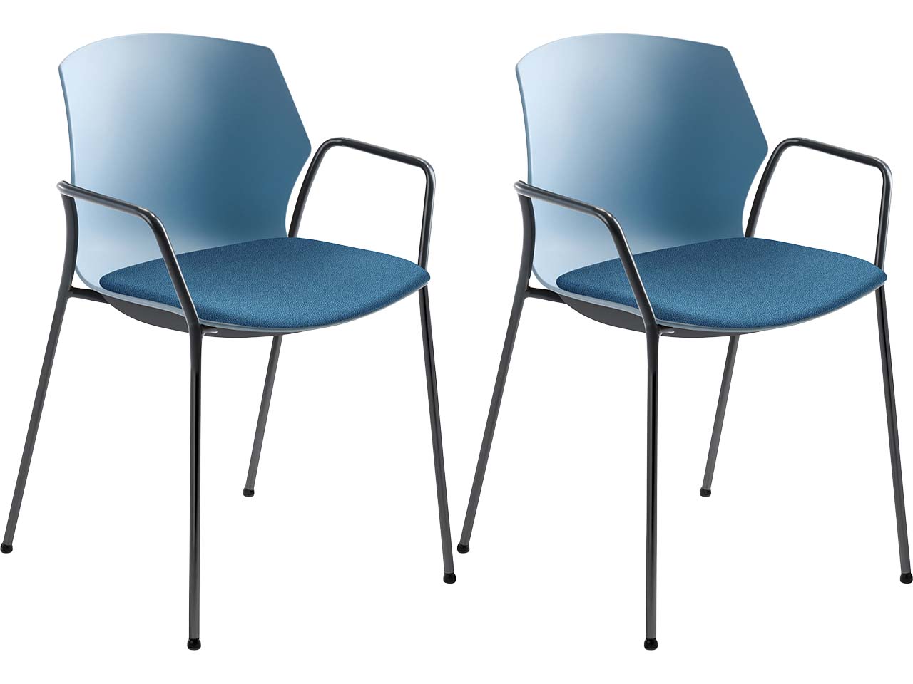 2x Besucherstuhl "2511" hellblau, mit Armlehnen, hellblau