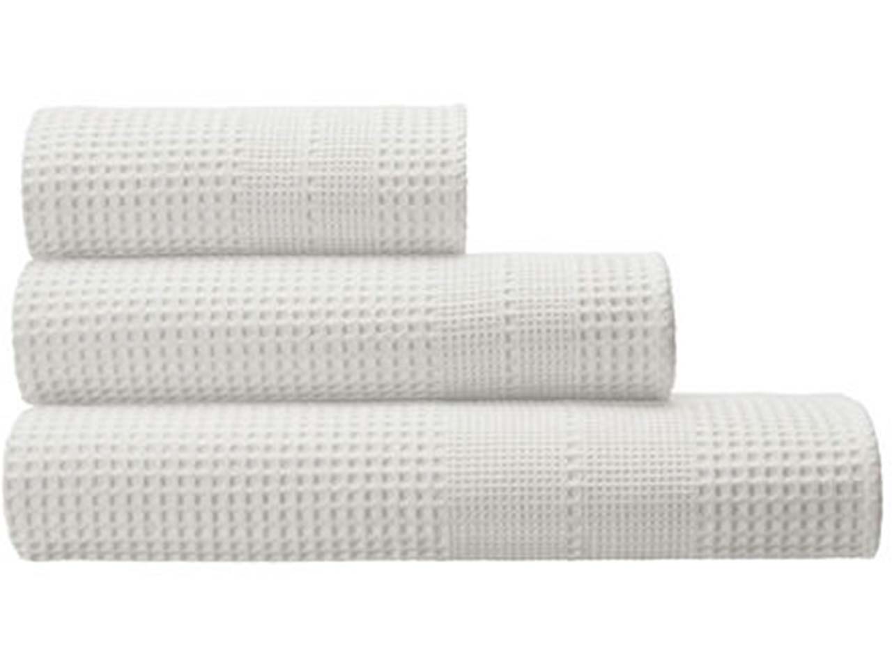 Cotonea Waffelpikee Badetuch, 100 x 180 cm, Bio-Baumwolle, weiß