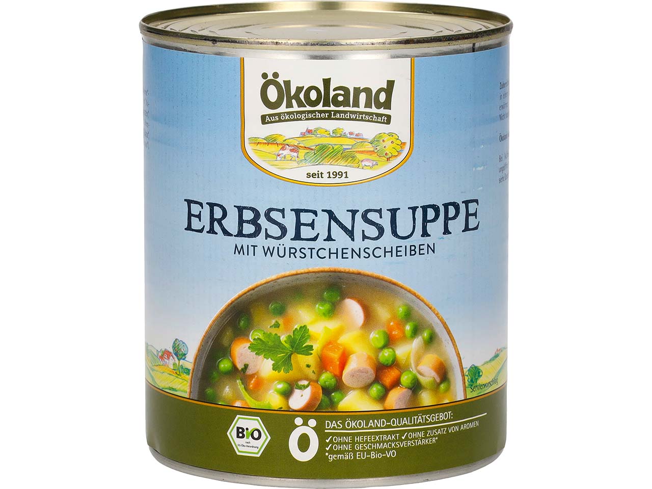 Ökoland Bio-Erbsensuppe mit Würstchen, 800 g
