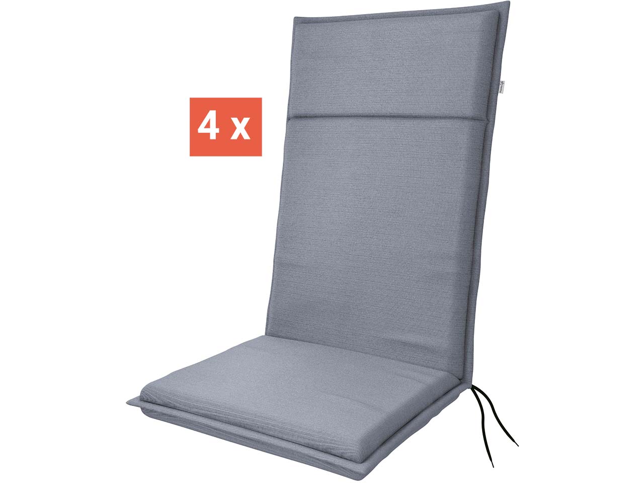 doppler Auflage "LIFE" für Hochlehner, 4er-Pack, 119x48x4 cm, Polyester, grau/blau