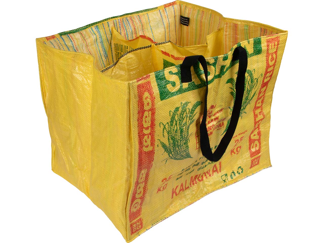 Fair Zone Wertstoffsammeltasche aus Upcycling-Reissäcken, 50 x 40 x 40 cm