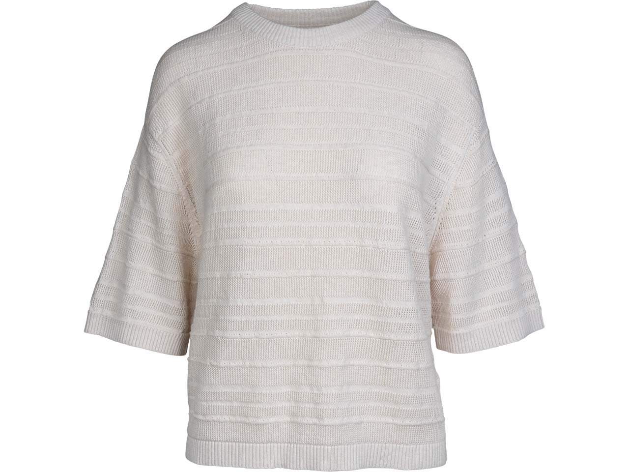 MELA Bio-Damen-Strick-T-Shirt "AROHI" strukturiert, cream melange, Gr. L