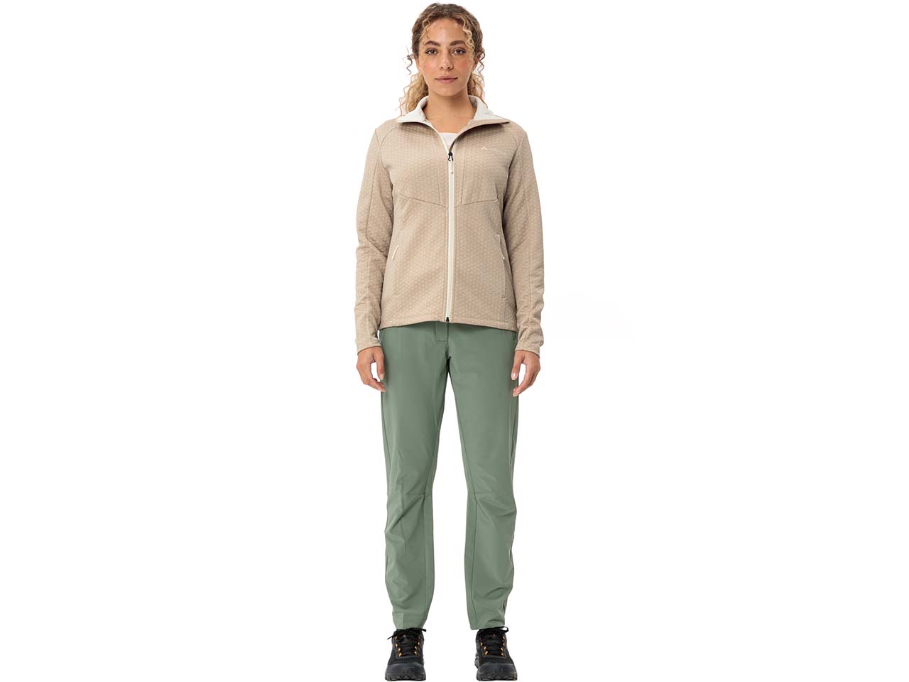 VAUDE Damen-Softshell-Fleecejacke 'Skomer Hiking SC' mit Stehkragen, linen, Gr. 36
