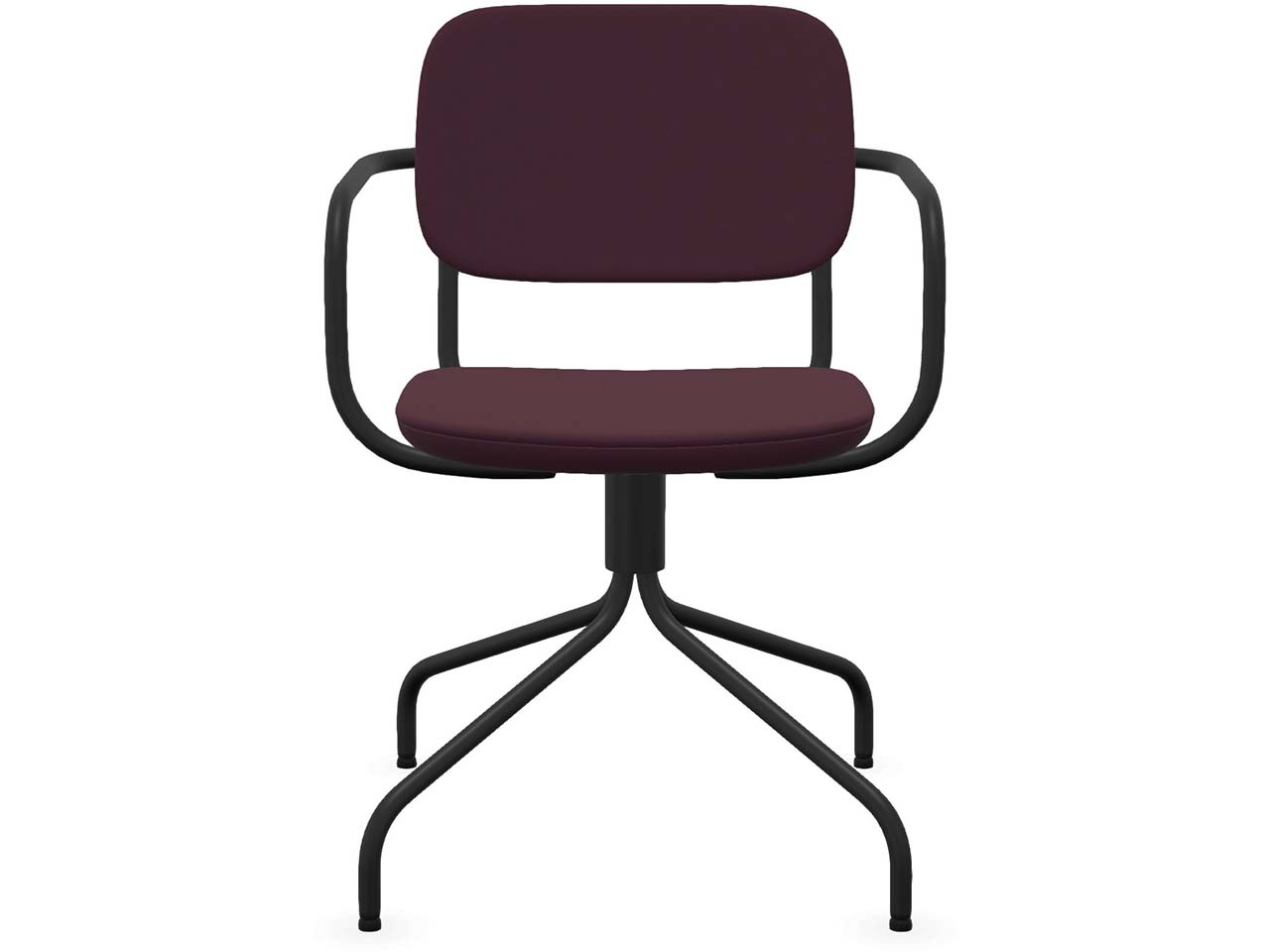 Profim Besucherstuhl "NORMO" mit drehbarem Sternfußgestell, schwarz, Stoff: bordeaux