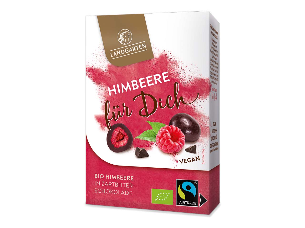 Landgarten Bio-Himbeere in Zartbitterschokolade 'Für dich', 90 g
