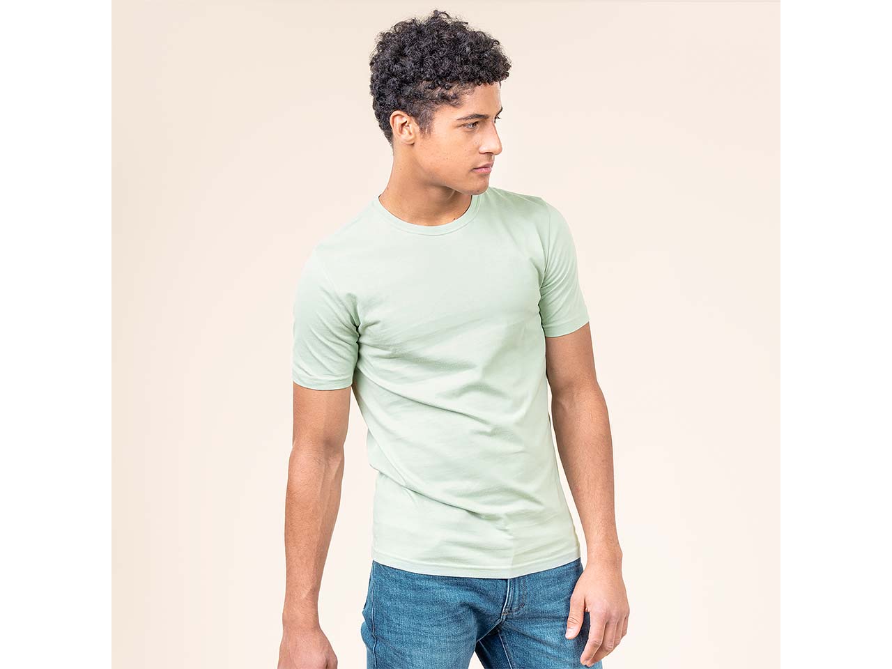 Living Crafts Bio-Herren-T-Shirt 'THERREL' mit Rundhalsausschnitt, seagrass, Gr. S