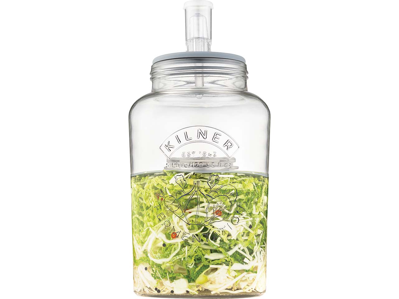 KILNER Fermentier-Set 5 l, Einmachglas mit Silikonventil im Deckel