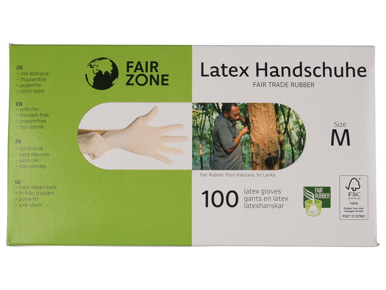 100 Fair Zone Einweghandschuhe aus Latex, Gr. large