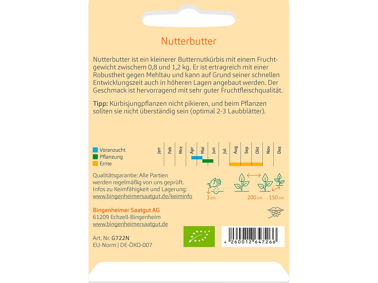 bingenheimer saatgut Bio-Samen Kürbis Butternut "Nutterbutter", 1 Stk.