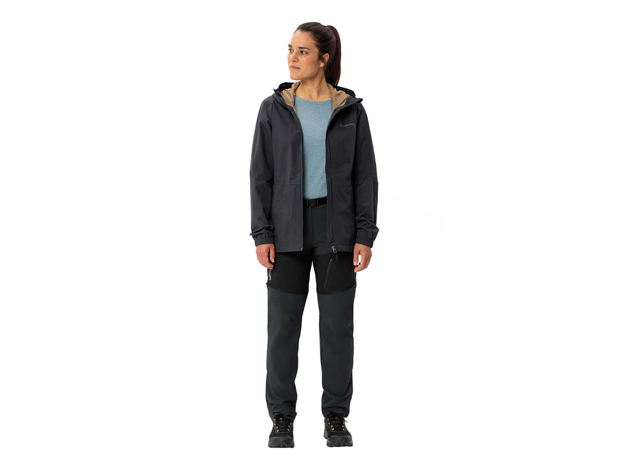 VAUDE Damen-Regenjacke "Neyland" platzsparend verstaubar, phantom black, Gr. 36