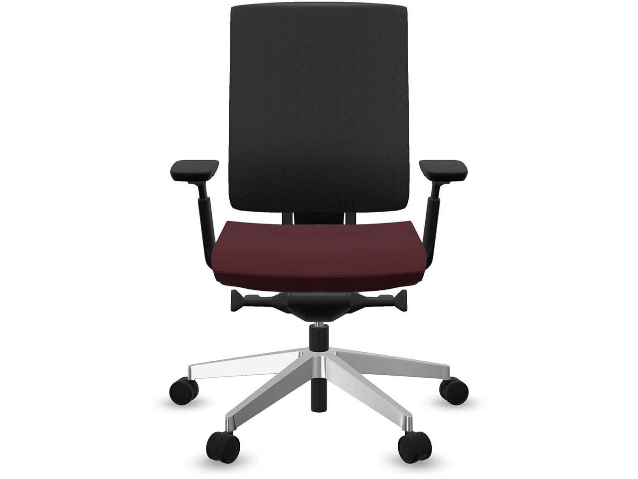 Profim Bürodrehstuhl "XENON NET" mit Armlehnen, Gestell: silber, Sitz: bordeaux