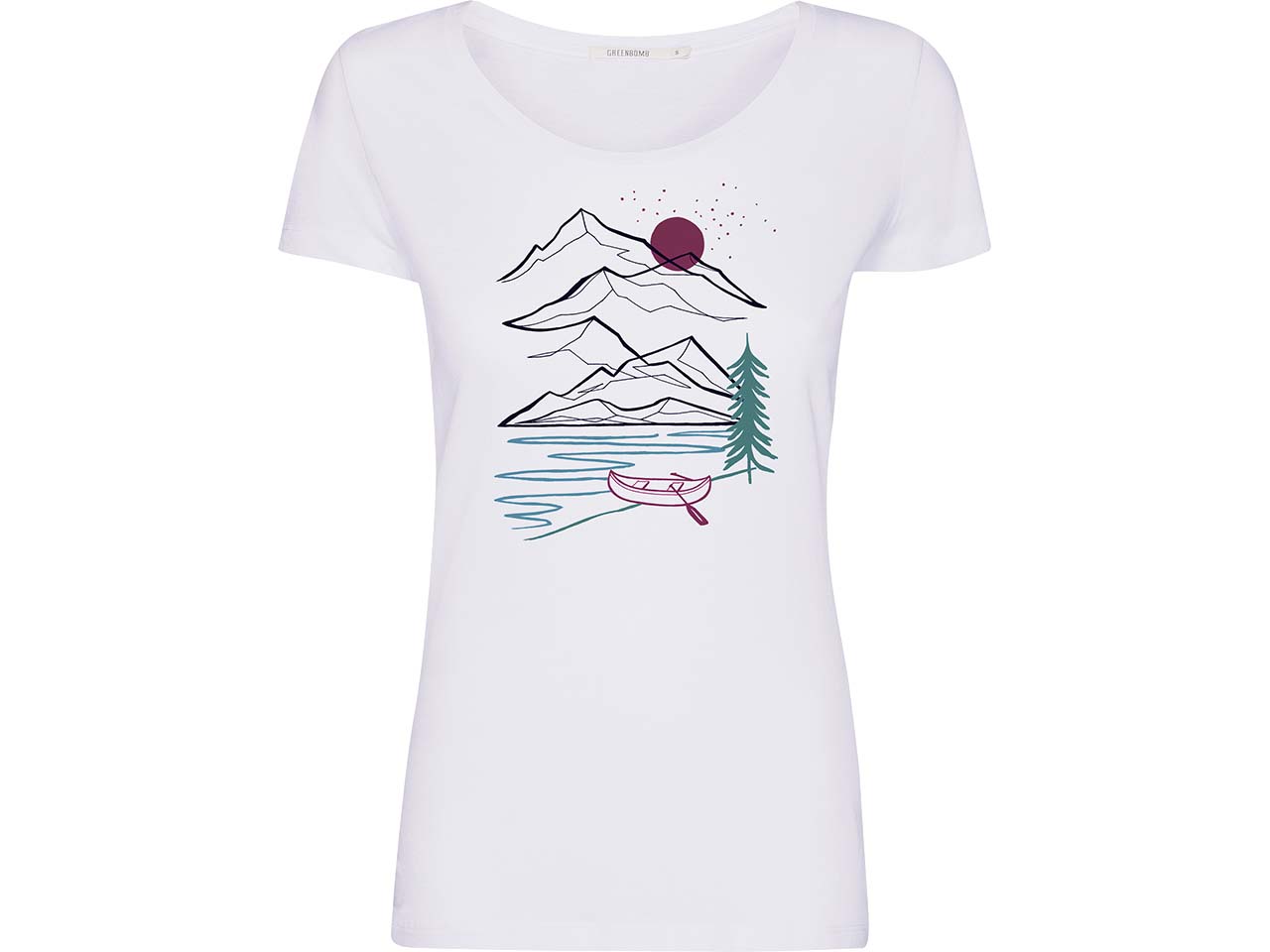 GREENBOMB Bio-Damen-T-Shirt "Mountain Trip" mit Rundhalsausschnitt, white, Gr. L
