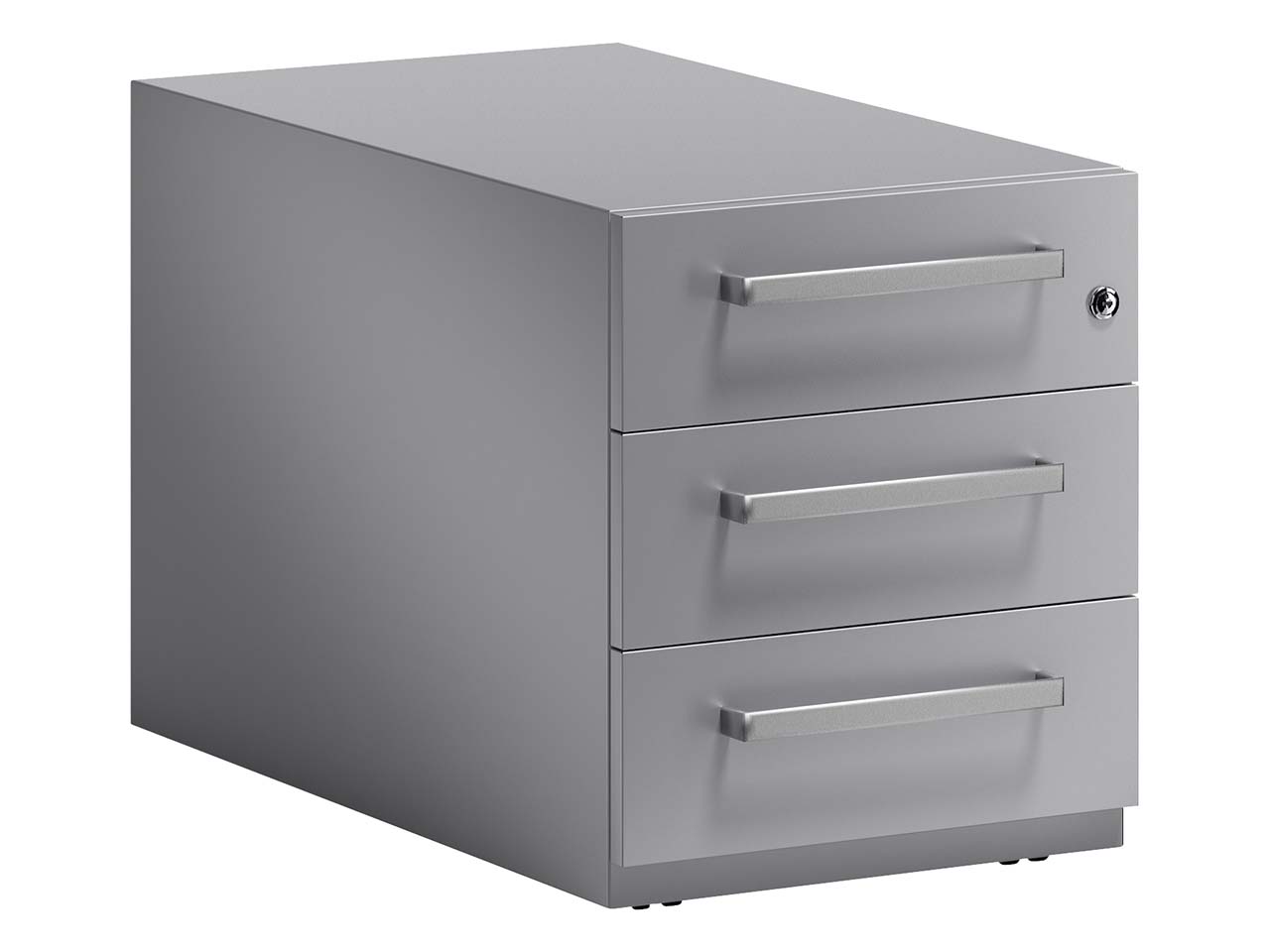BISLEY Rollcontainer "Note" mit Griff,  3 Schubladen T 77,5 cm silber