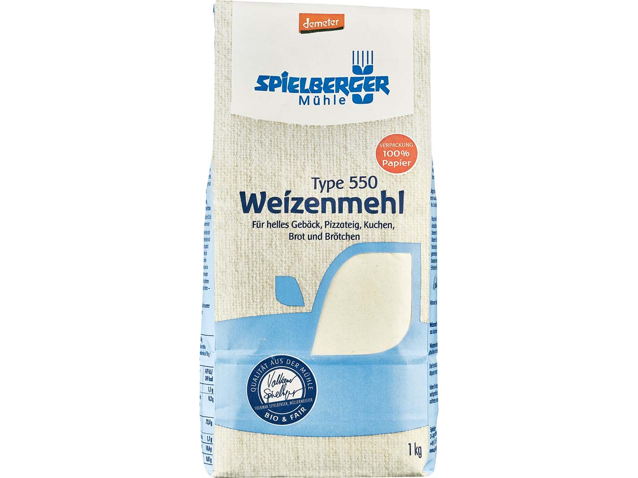 Spielberger Mühle Bio-Weizenmehl Type 550, 1 kg