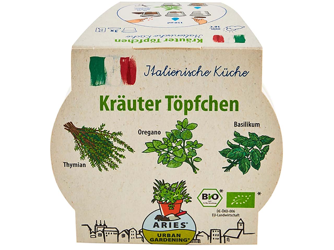 ARIES 3 Bio-Kräutertöpfchen "Italienische Küche"