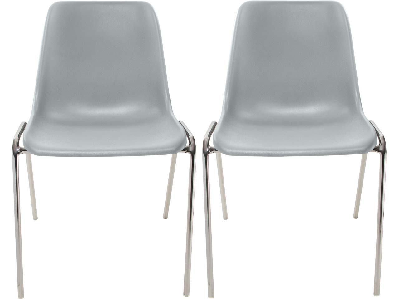 2x Besucherstuhl "ECO" Gestell verchromt, Kunststoffschale hellgrau