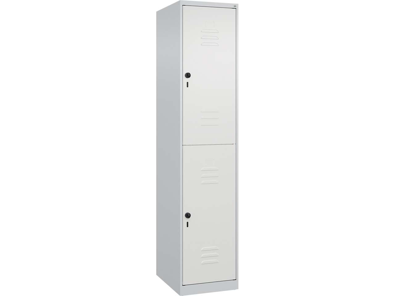 C+P Doppelstock-Spind Classic PLUS, 2 Fächer, 1850x400x500mm, Lichtgrau/Verkehrsweiß