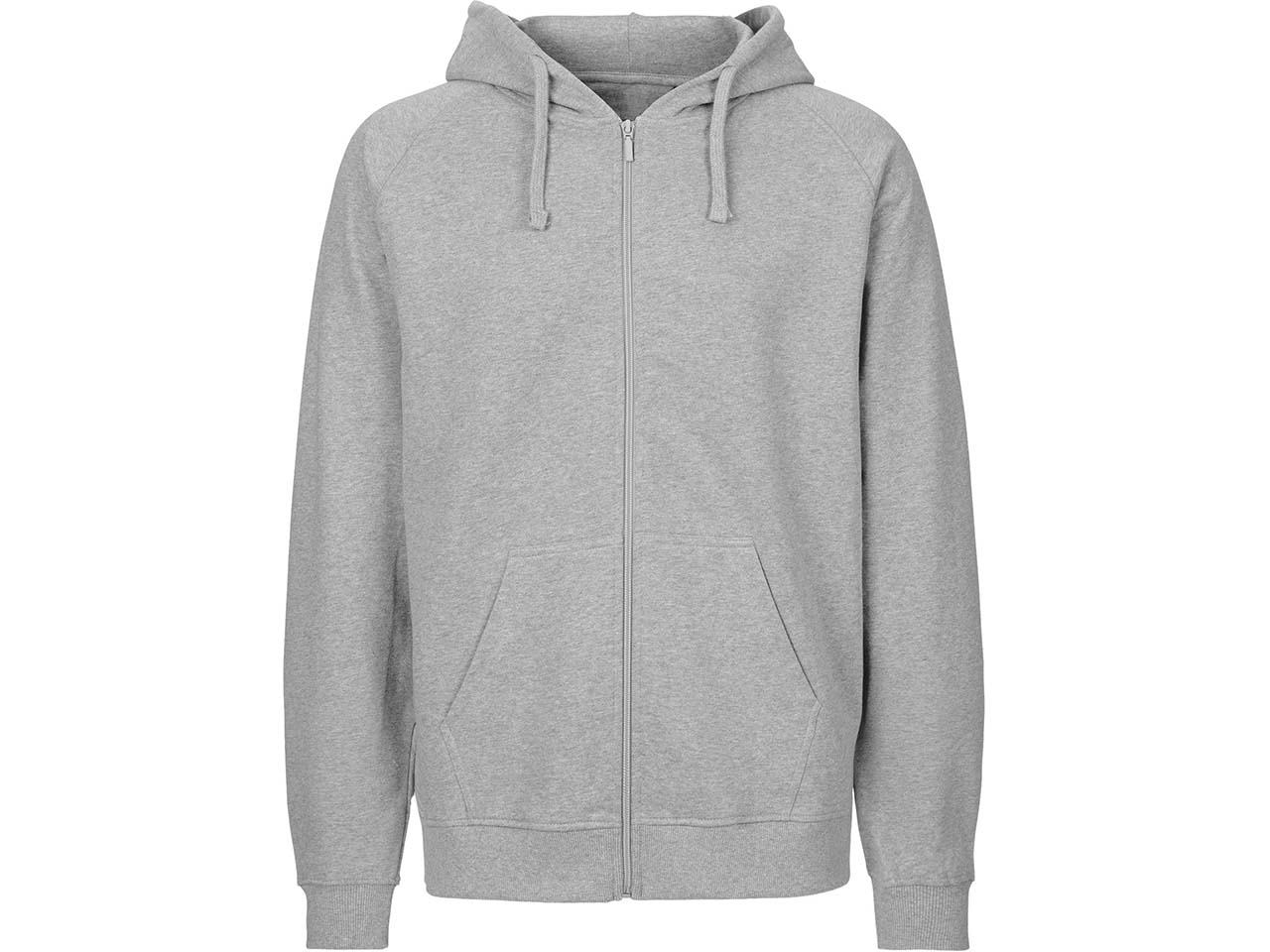 Neutral Bio-Unisex-Zip-Hoodie "Tiger Cotton" mit gebürstetem Fleece, grey, Gr. L