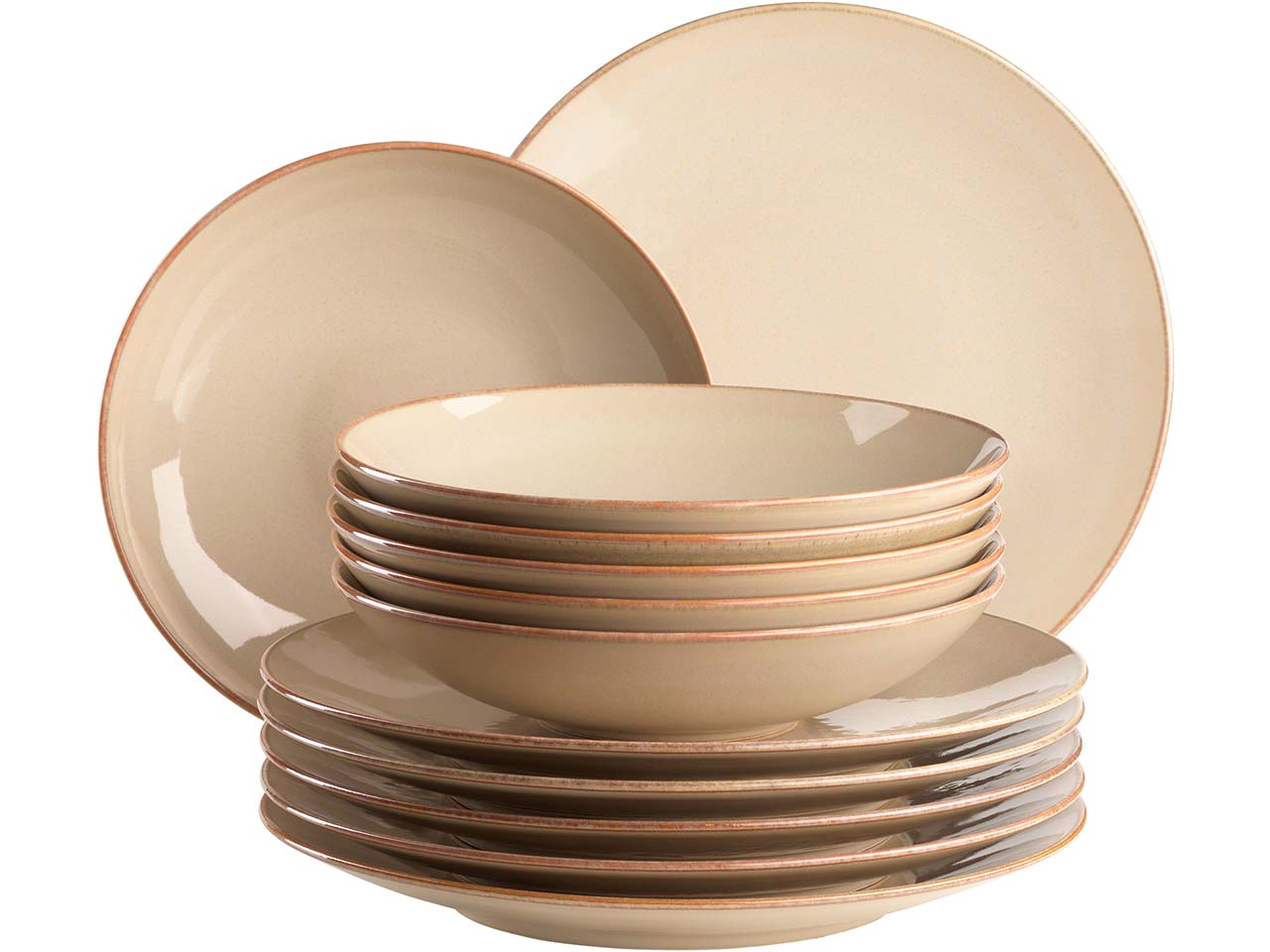 Mäser Teller-Set 12-tlg. "Ossia" Steinzeug, beige