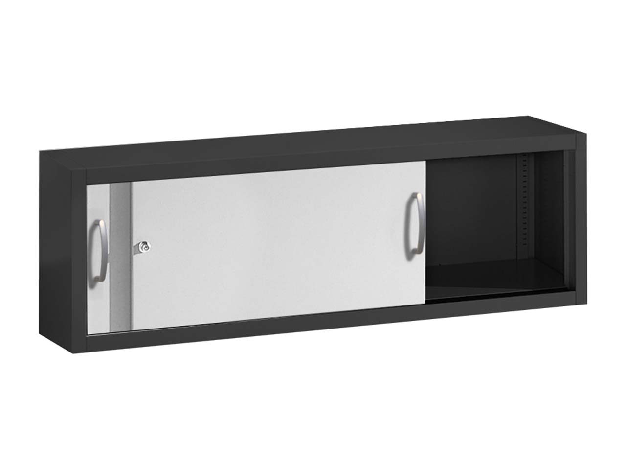 Aufsatzschrank Schiebetürenschränke aus Stahl 160 cm breit anthrazit/alusilber  T 40  H 50