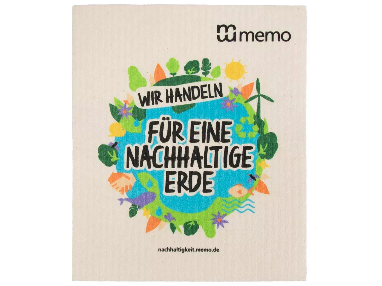 memo Schwammtuch 'Wir handeln für eine nachhaltige Erde'