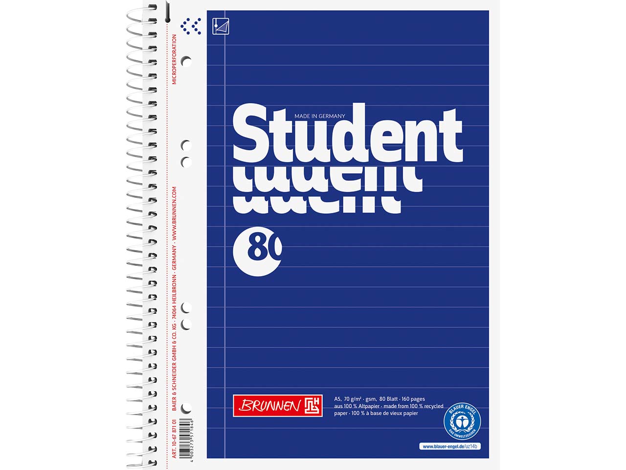 BRUNNEN Collegeblock DIN A5, Lineatur 27, 80 Blatt