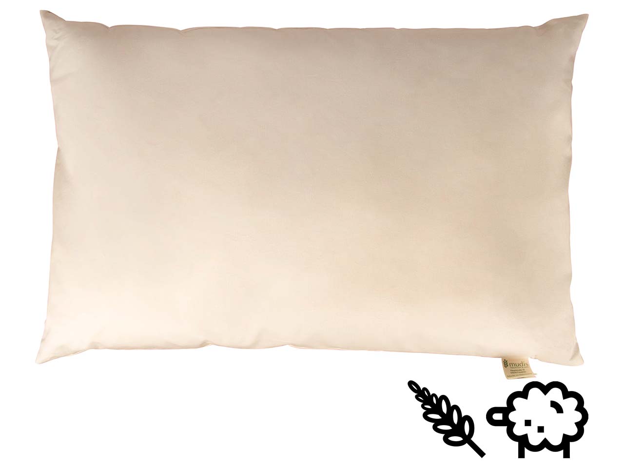 mudis Kopfkissen 40 x 60 cm Hirseschalen/Schafschurwolle