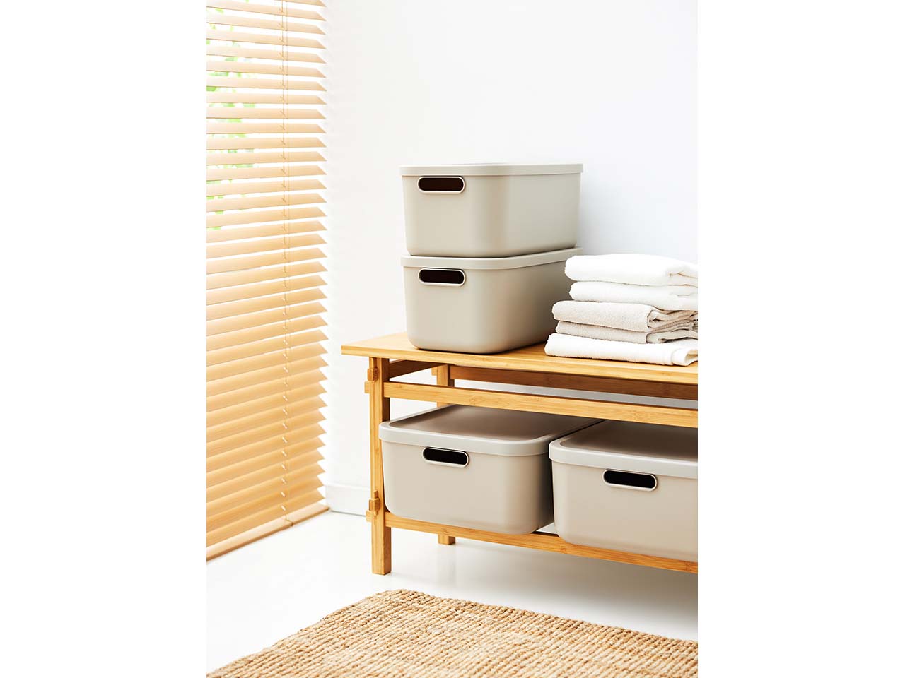 rotho Aufbewahrungsbox 'ALBULA LIGHT' aus Recyclingkunststoff, 20 l, cappuccino