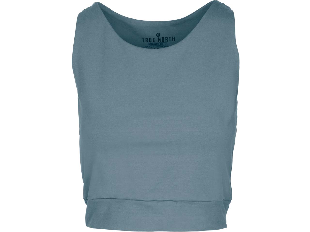 TRUE NORTH Bio-Damen-Crop-Top mit Rundhalsausschnitt, teal, Gr. XS