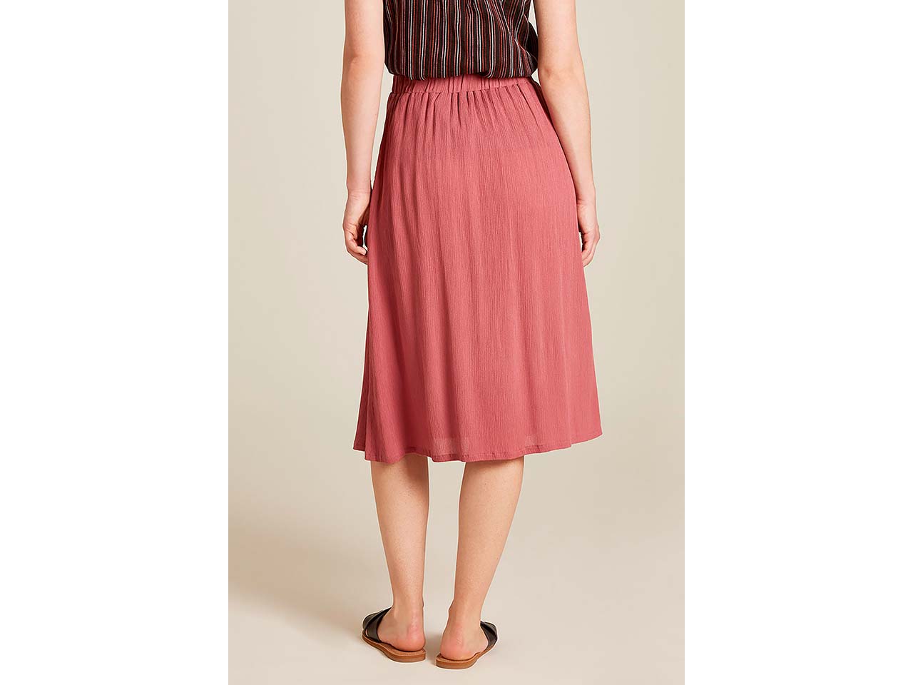 tranquillo Damen-Midi-Rock aus Crinkle-Viskose, mit Taschen, rose wine, Gr. 36