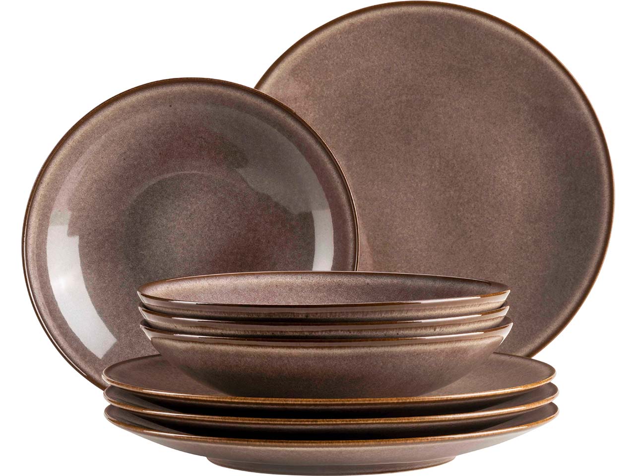 Mäser Tafelservice 8-tlg. "Smoky's" Steinzeug, braun