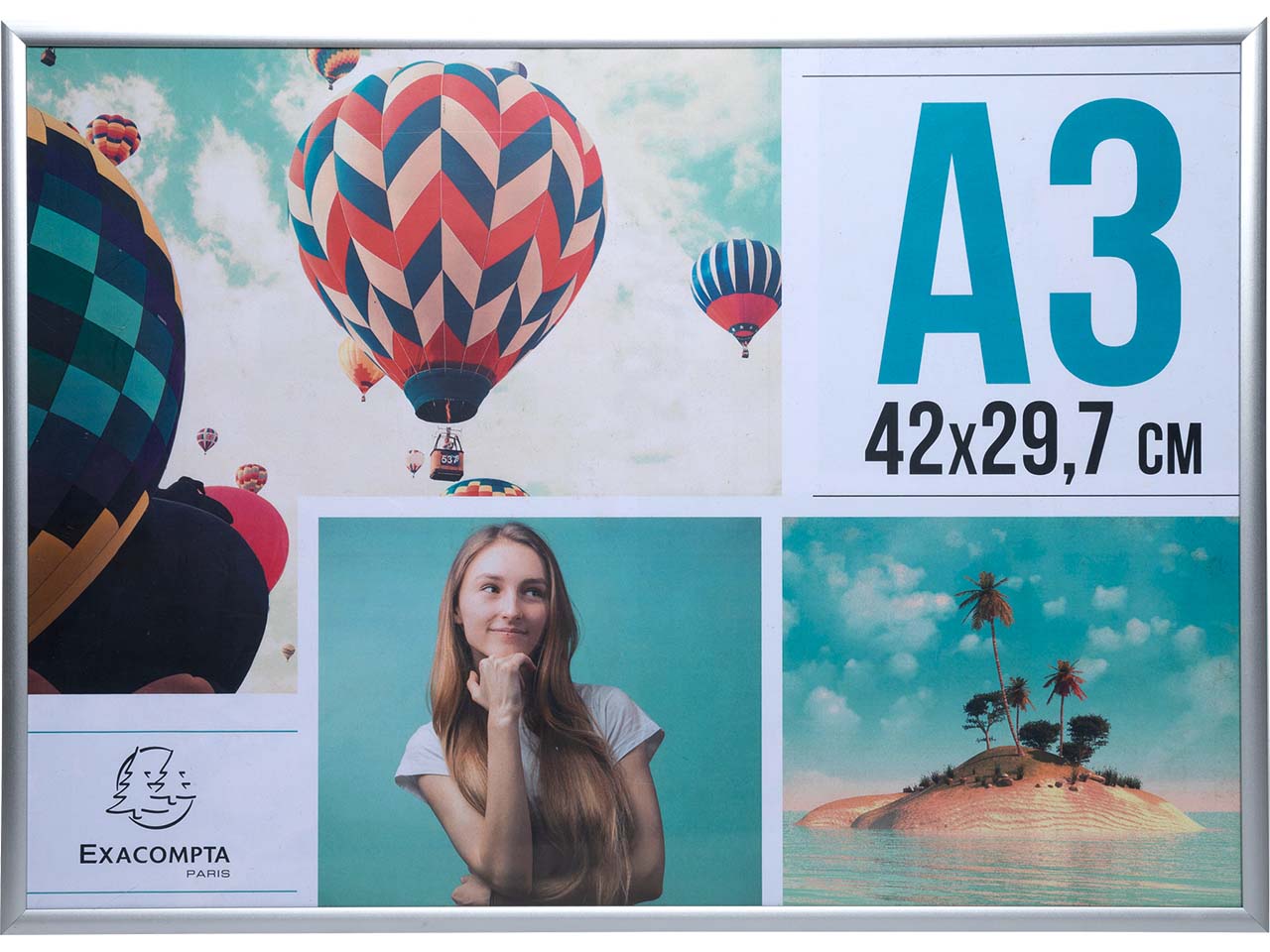 Exacompta Bilderrahmen "Exacryl" mit Alurahmen, für DIN A3, Außenmaß: 427 x 331 x 26 mm