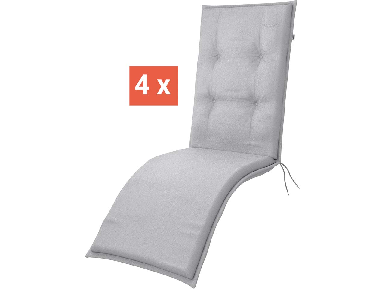 doppler Auflage "STAR" für Relaxliege, 4er-Pack, 170 x 48 x 6 cm, Polyester, grau