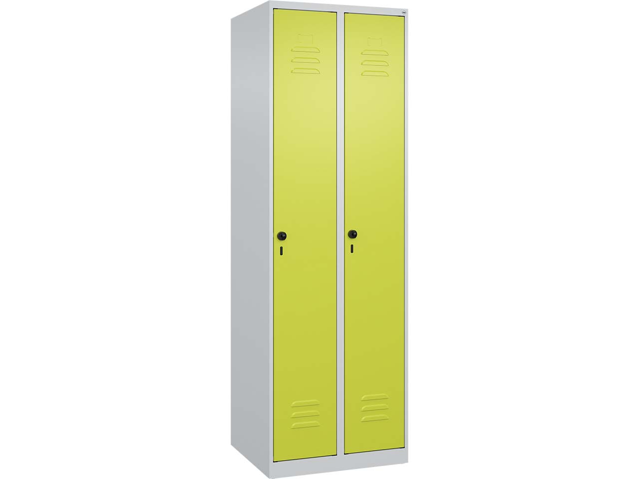 C+P Spind Classic PLUS, 2 Abteile, 1850x600x500mm, Lichtgrau/Clowngrün