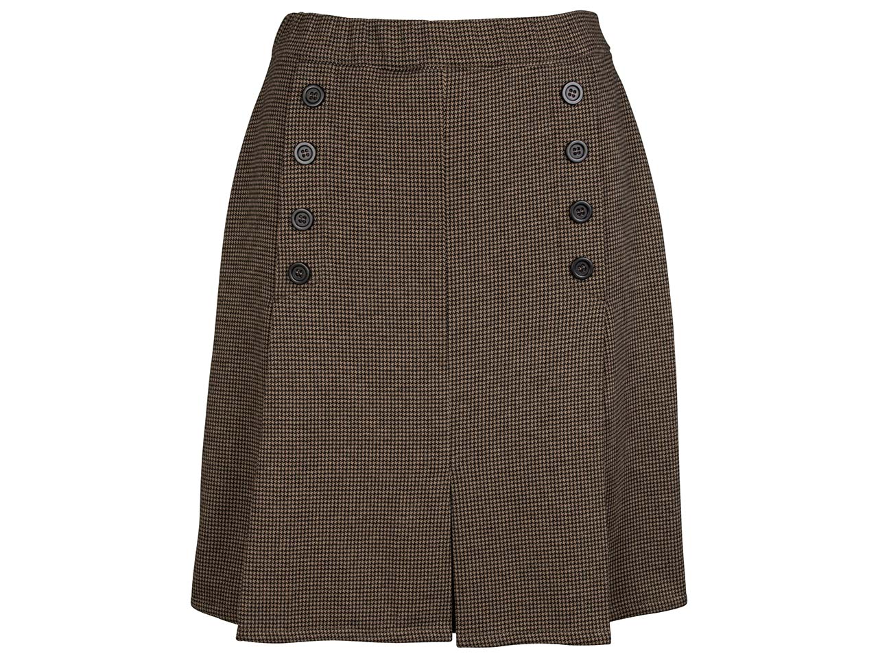 ORGANICATION Bio-Damen-Faltenrock mit dekorativen Vorderknöpfen, knielang, camel, Gr. S