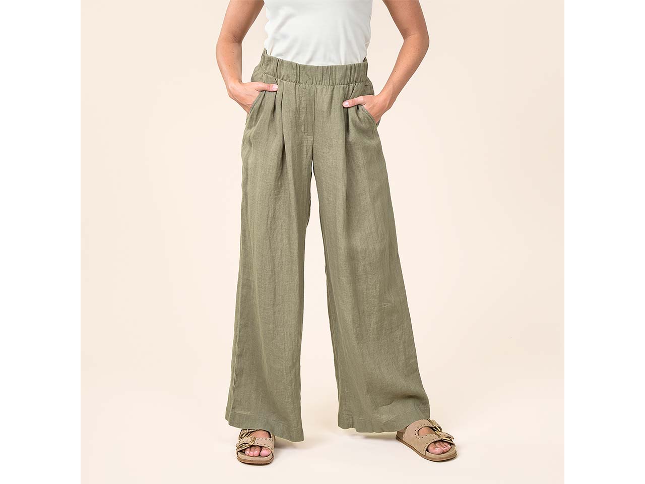 Living Crafts Damen-Hose "TOINI" mit flexiblem Bund, sage, Gr. 36