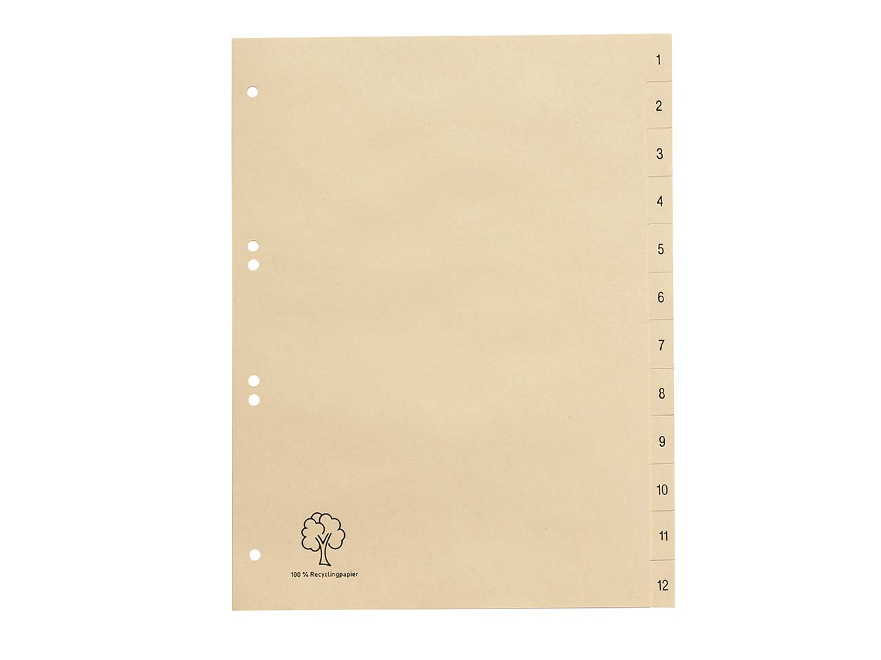 Register aus Tauenpapier 1-12, DIN A4