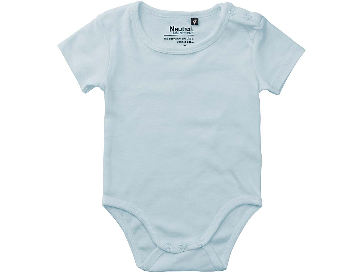 Neutral Bio-Baby-Kurzarmbody mit Metalldruckknöpfen an der Schulter, light blue, Gr. 62