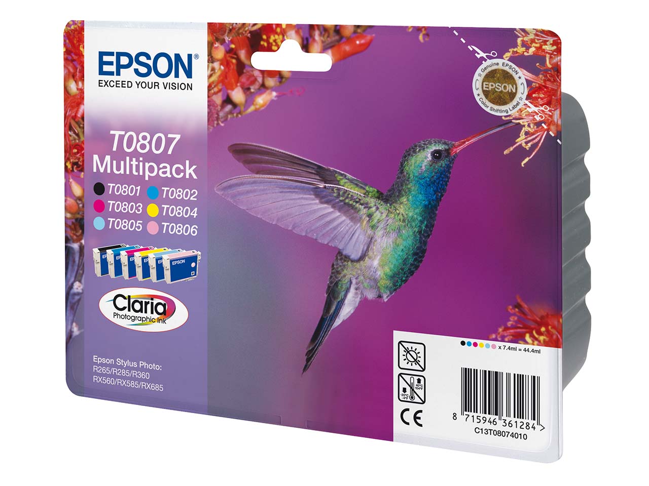 Epson 6er Set Tintenpatronen T080740 schwarz, cyan, magenta, gelb, l-cyan, l-magenta