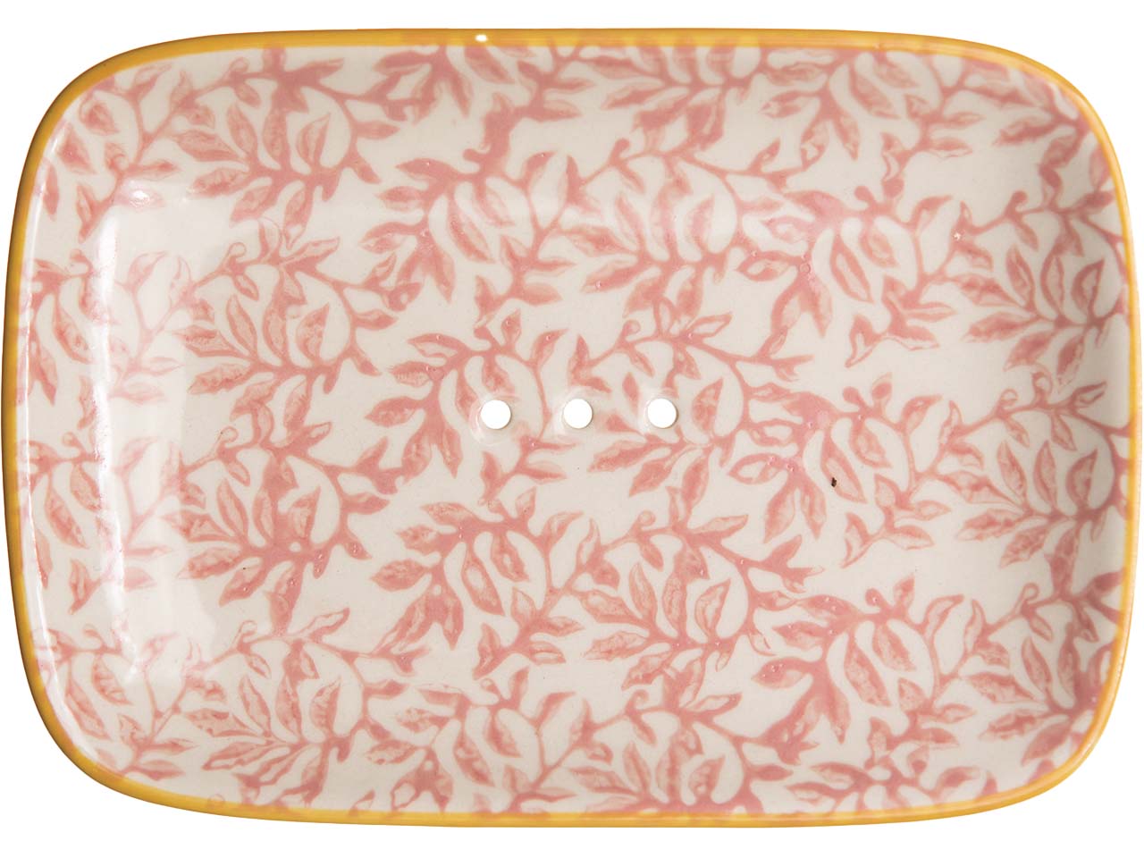 tranquillo Seifenschale "FLORAL" weiß/rot, aus Steinzeug, rechteckig