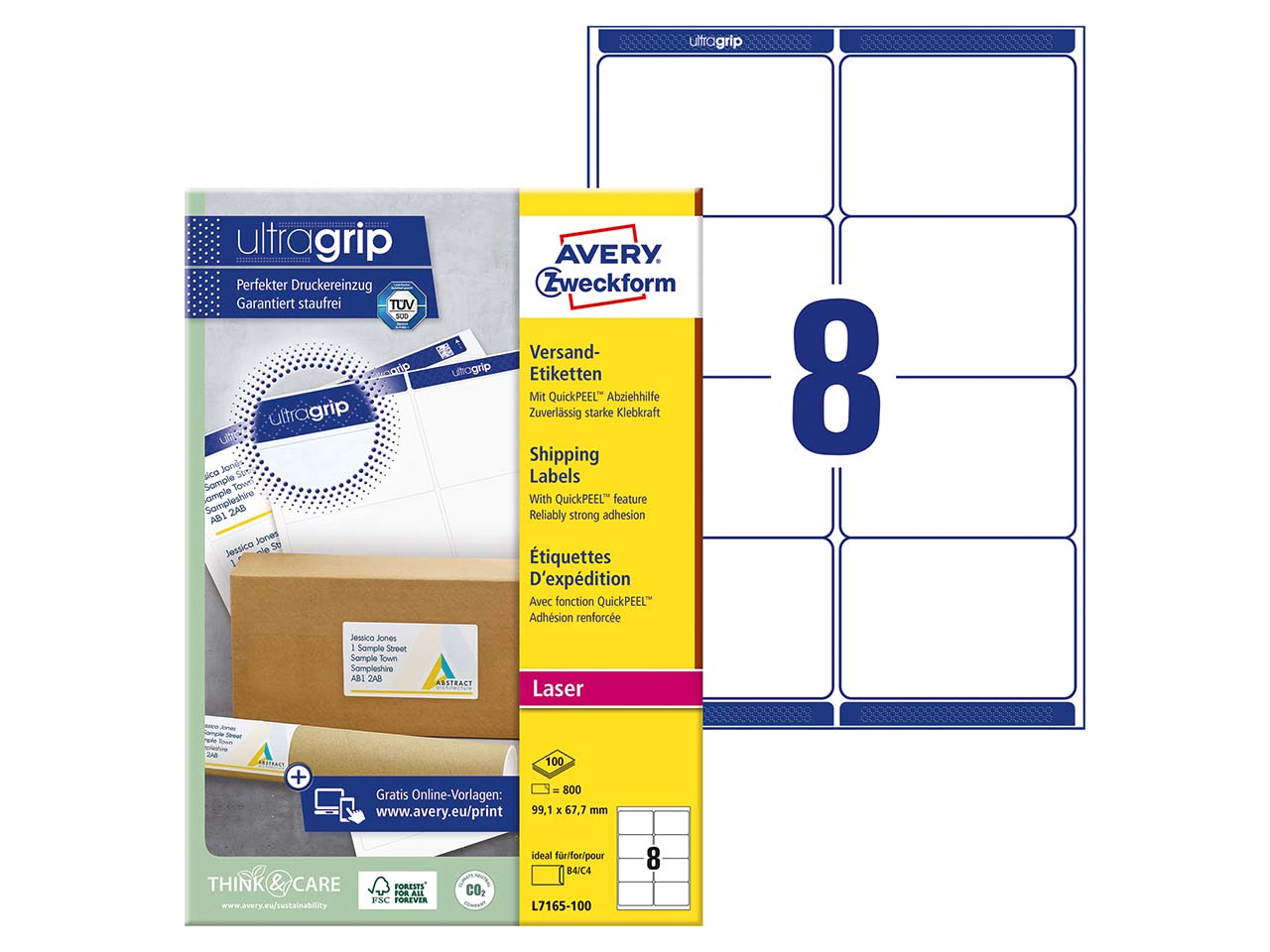 800 Adress Etiketten 99,1x67,7 mm Laser+