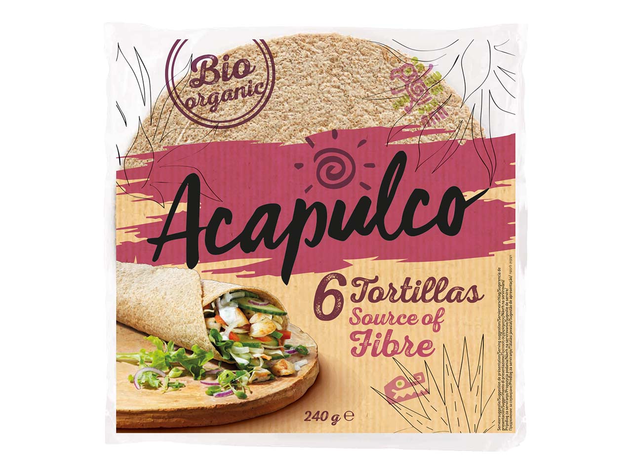 Acapulco Bio-Tortilla-Wraps mit Weizenkleie, 6 Stück, 240 g