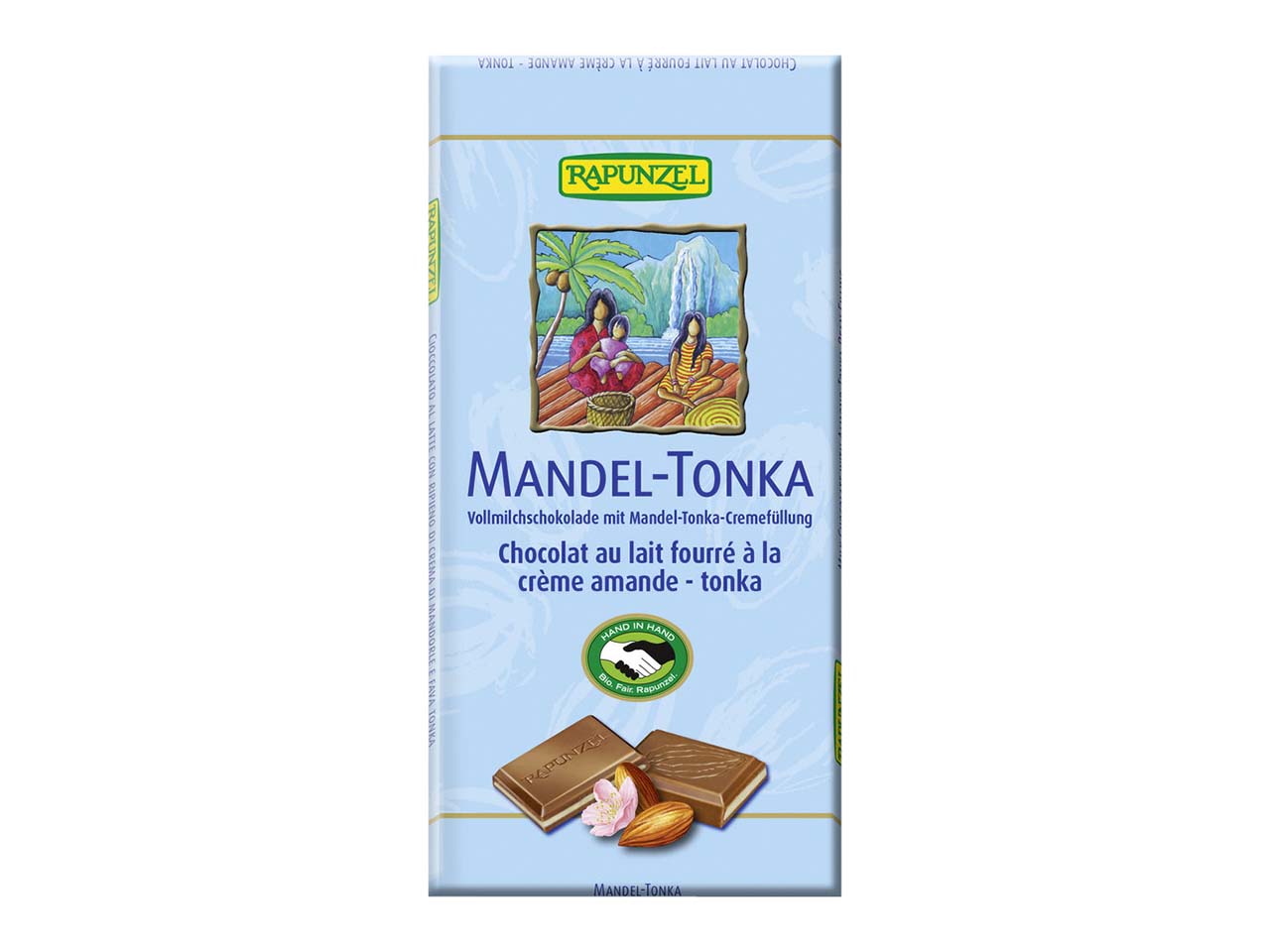 RAPUNZEL Bio-Vollmilch-Schokolade "Mandel-Tonka", 100 g