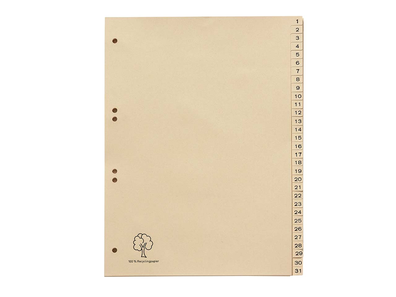 Register aus Tauenpapier 1-31, DIN A4
