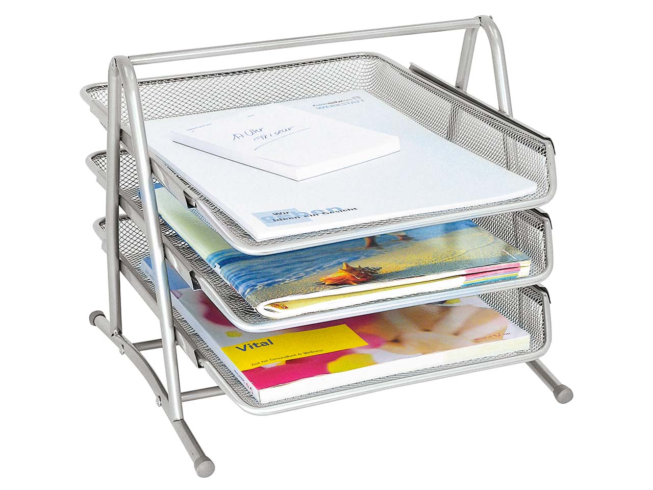 3er Briefablage Metall silber