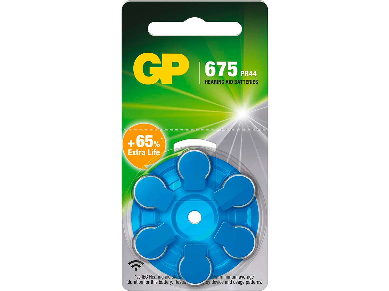 GP Battery Hörgerätebatterie "ZA675" Zink-Luft, 1,4V, 6 Stk.
