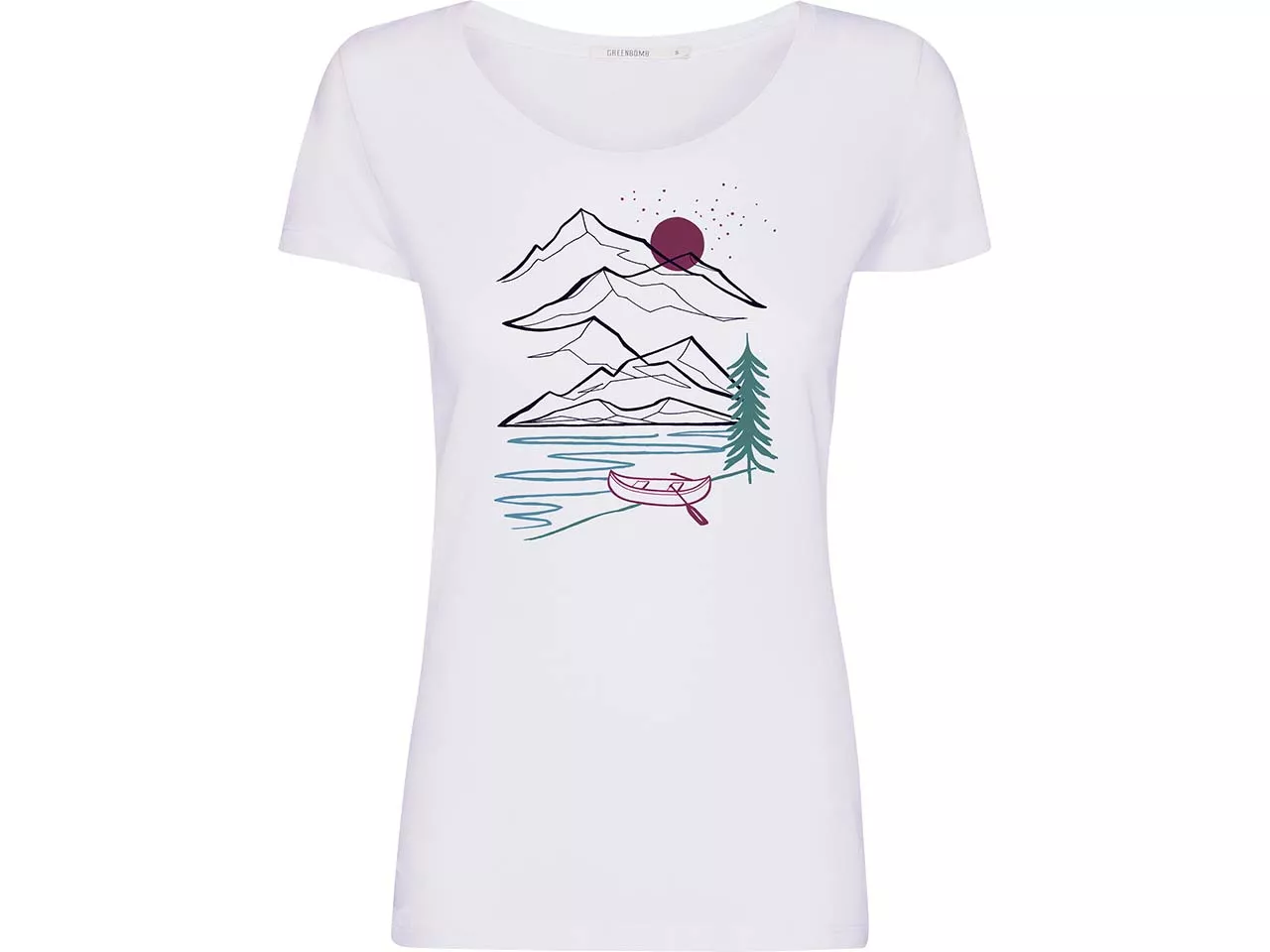 GREENBOMB Bio-Damen-T-Shirt "Mountain Trip" mit Rundhalsausschnitt, white, Gr. L