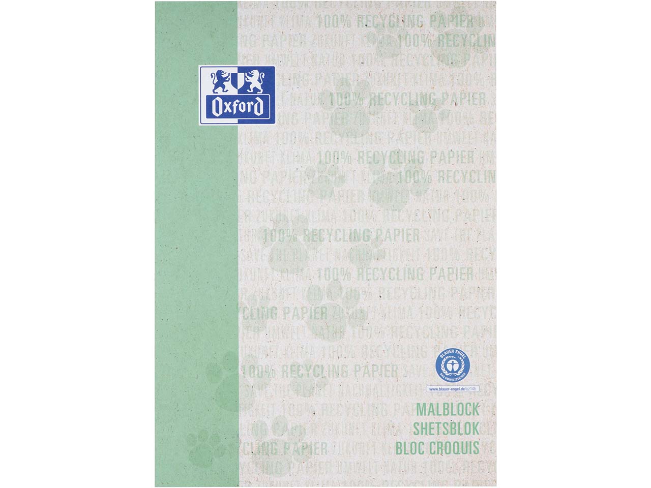 OXFORD Recycling-Malblock A4, 100 Blatt, blanko, 90 g/m²