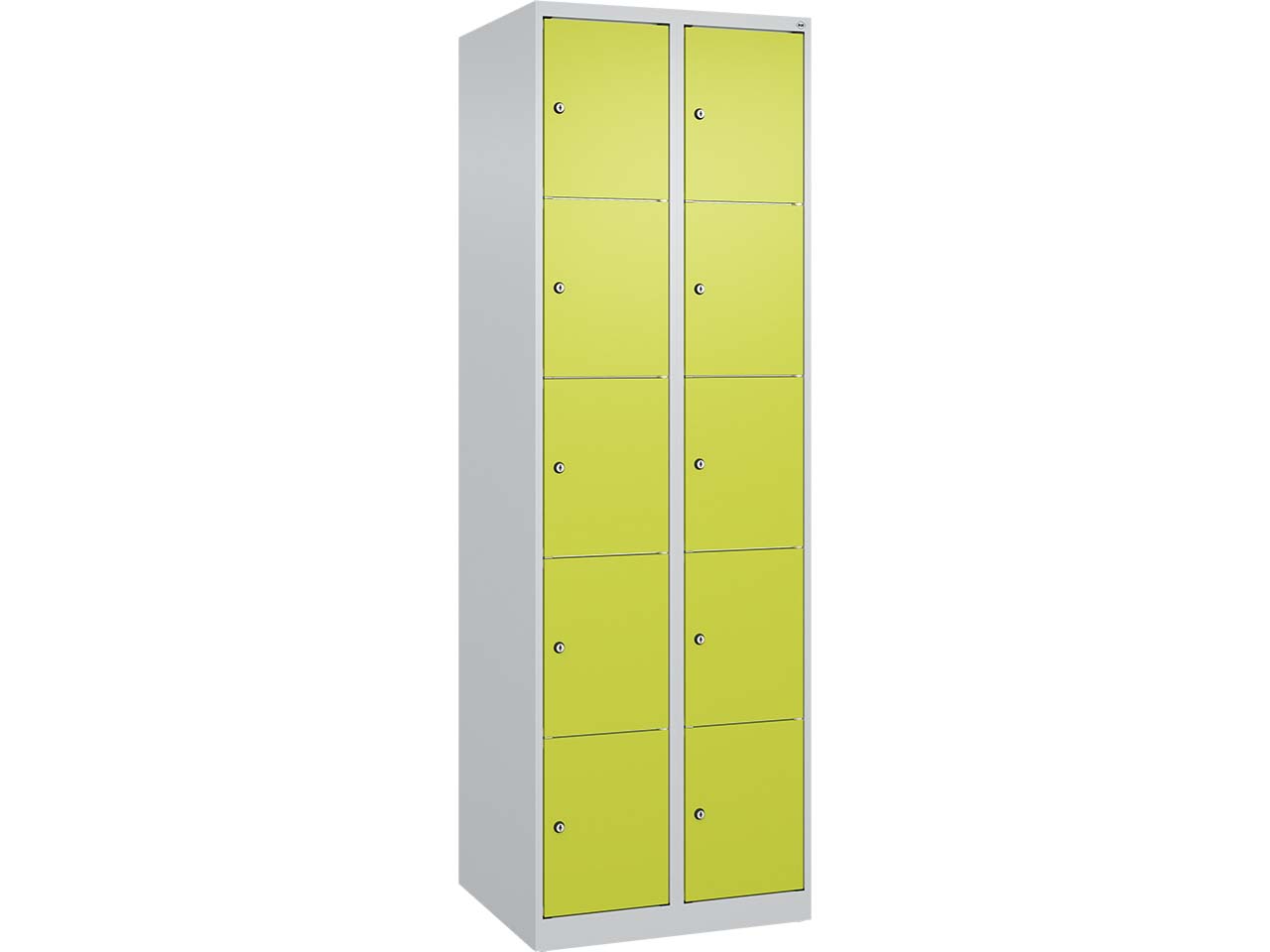 C+P Schließfachschrank Classic PLUS, 10 Fächer, 1850x600x500mm, Lichtgrau/Clowngrün