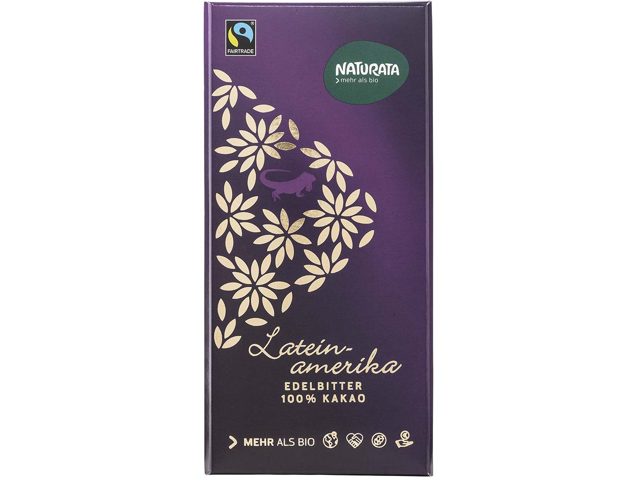 NATURATA Bio-Edelbitter-Schokolade "Lateinamerika" 100 % Kakao, 80 g